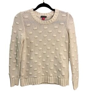 Vince Camaro Women's XS Knitted Textured Ivory 100% Cotton Sweater Minimalist
